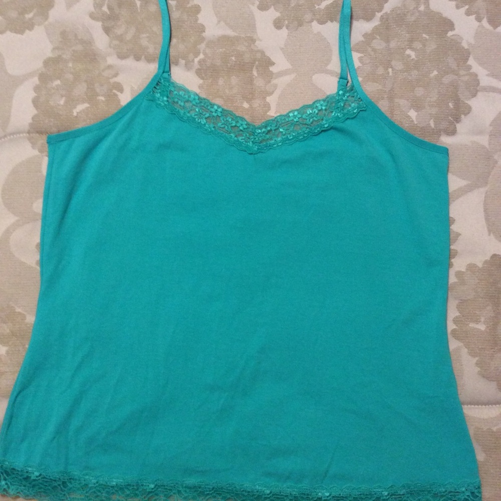 Lace-edged Green camisole
